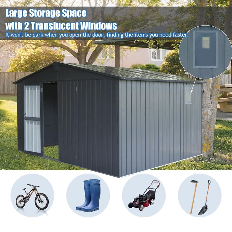 11 ft. W x 9 ft. D Metal Storage Shed with Double Door (99 sq. ft.)
