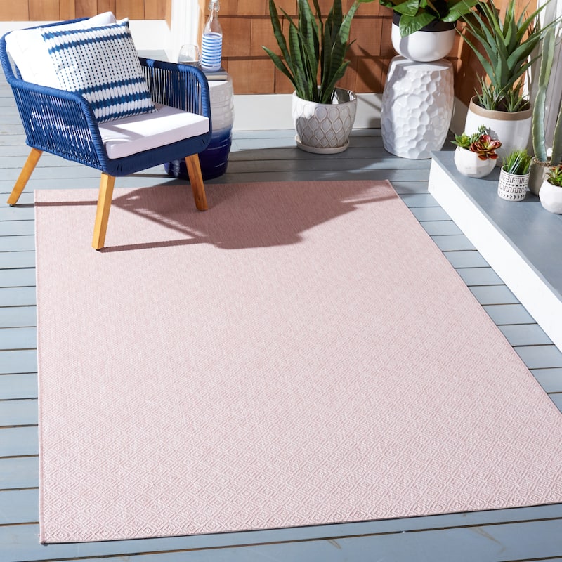 SAFAVIEH Courtyard Janyce Indoor/ Outdoor Waterproof Patio Backyard Rug - 9' x 12' - Soft Pink