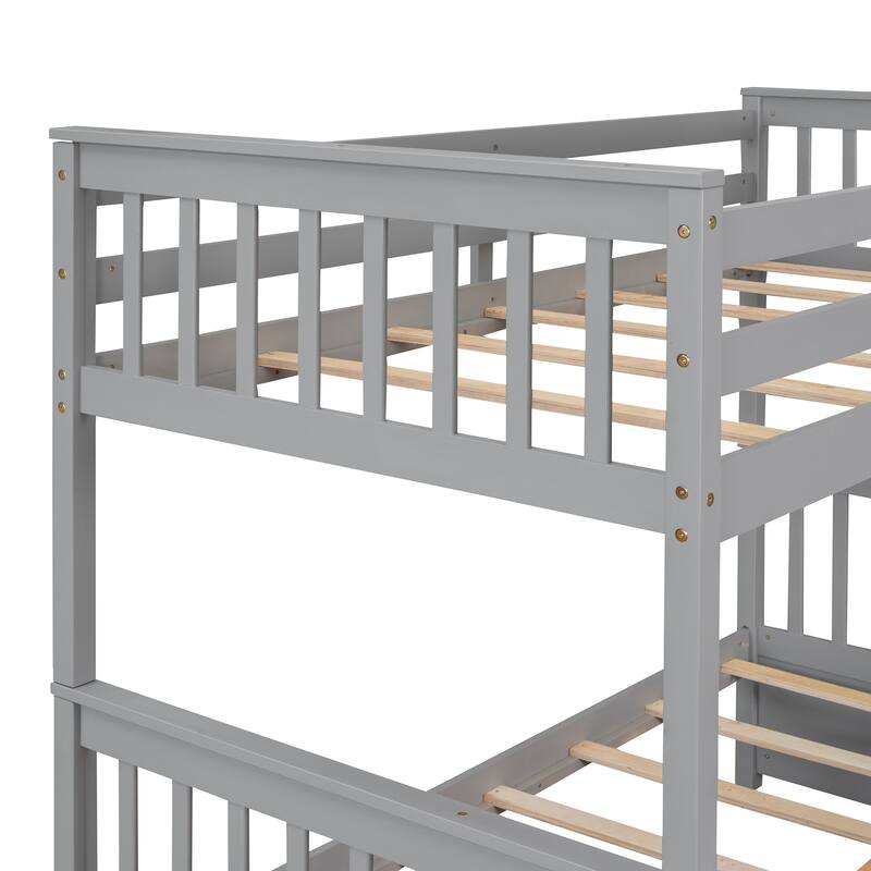 Twin-Over-Full Bunk Bed with Storage Drawers, Convertible Design