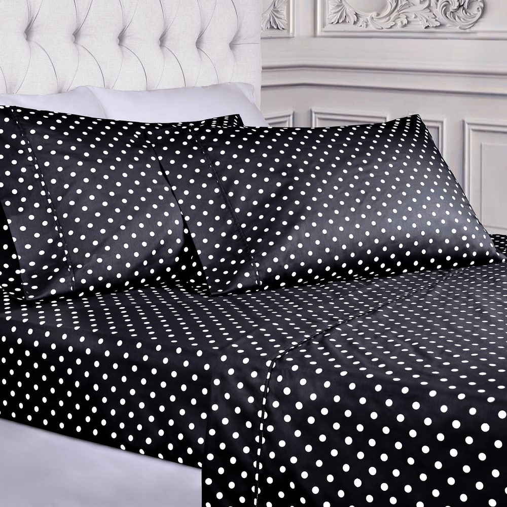 Superior Thread Count 600TC Cotton Blend Polka Dot Bed Sheet Set