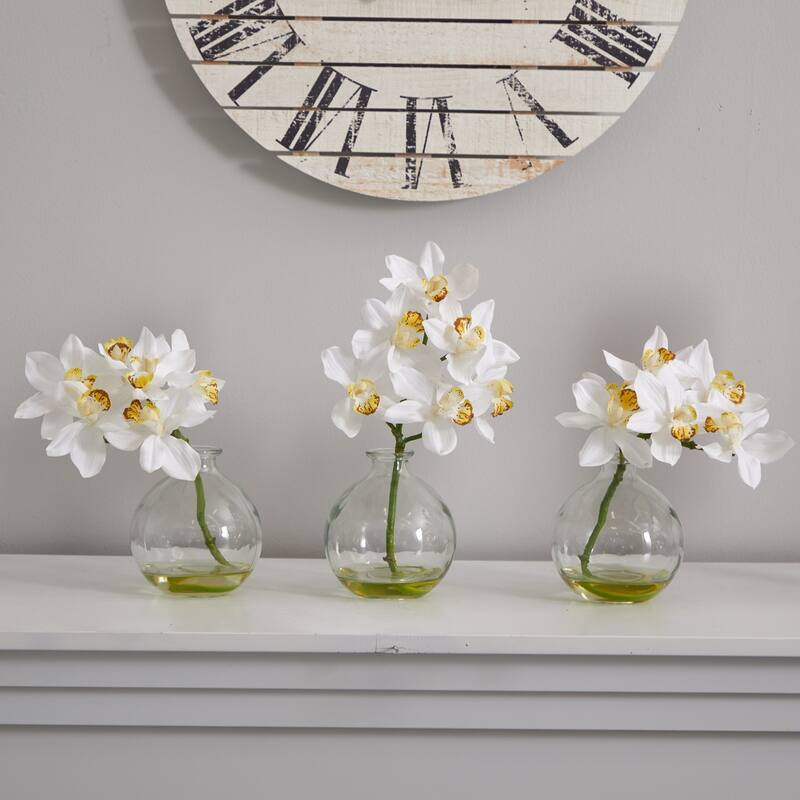 Silk Flower Arrangement Set of 3 - Southwestern Vase Decor Home Accent - 6