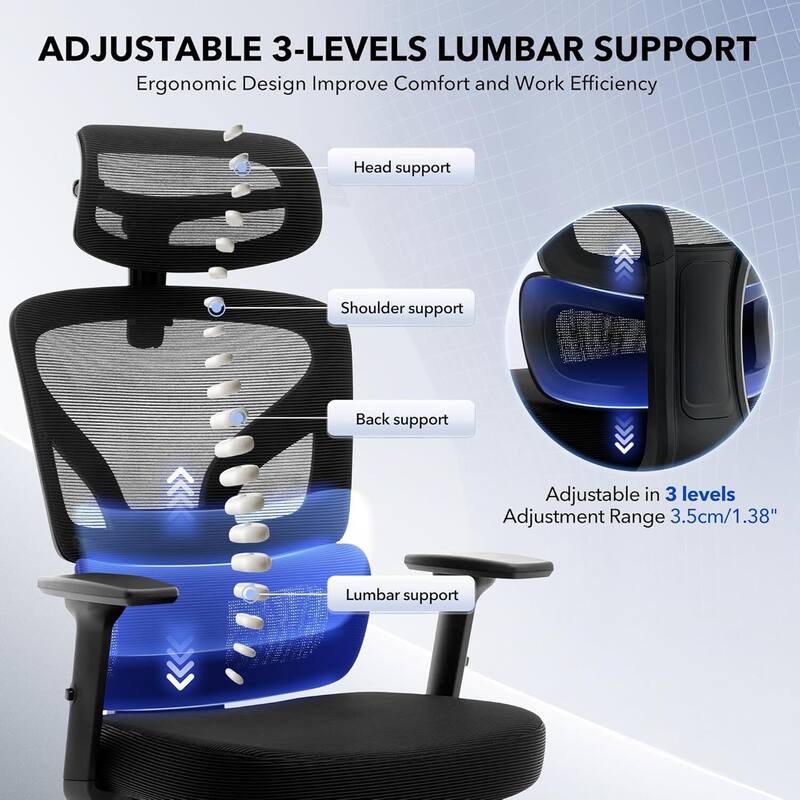 Ergonomic Office High-Back Computer Gaming Chair with Adjustable Footrest