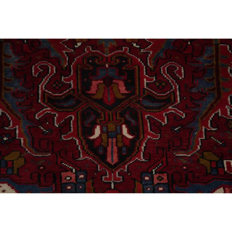 Hand Knotted Oriental 100% Wool Carpet Traditional Floral Red Heriz Area Rug - 13' 6'' X 10' 2''