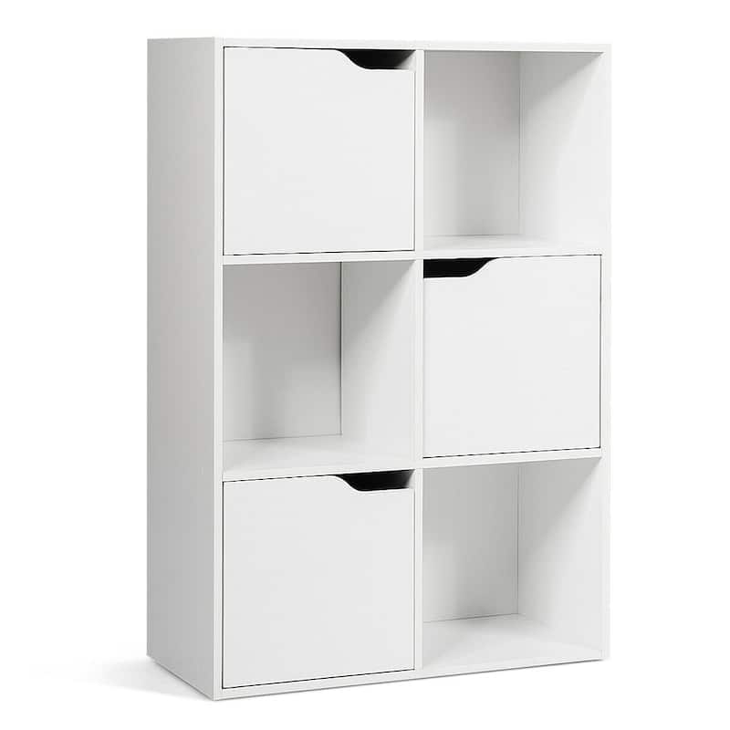 Modern 6 Cube Storage Unit with Open and Hidden Storage Spaces - 24" x 11.5" x 35.5"