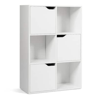 Modern 6 Cube Storage Unit with Open and Hidden Storage Spaces - 24" x 11.5" x 35.5"