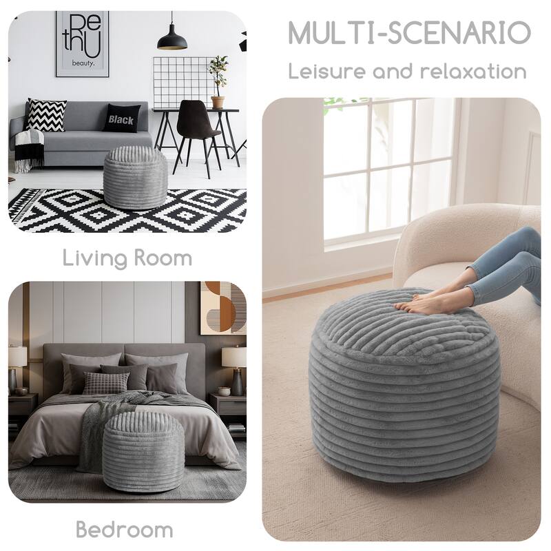 Round Corduroy Pouf Ottoman 20-inch/26inch