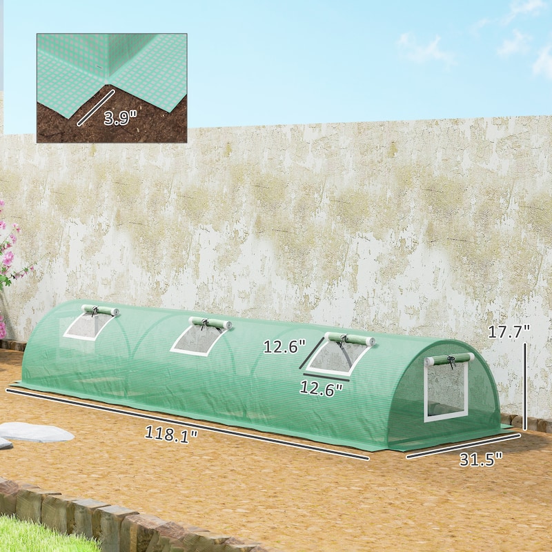 GDFStudio Outdoor Kael Compact Mini Greenhouse with Steel Frame and PE Cover - Green