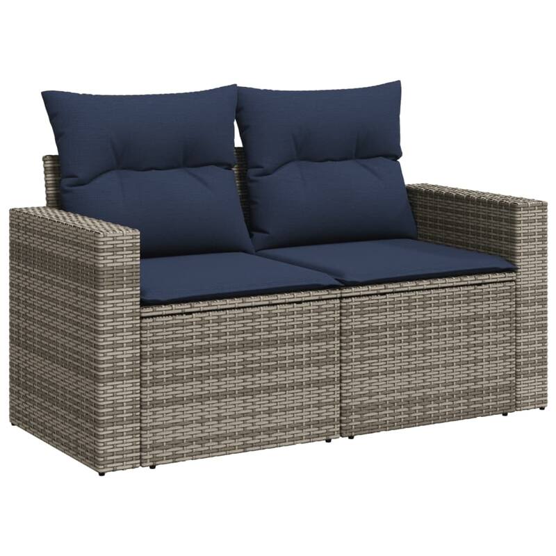 vidaXL Patio Sofa Set with Cushions and Table Outdoor Garden 8 Piece Poly Rattan - 24.4" x 24.4" x 27.2"