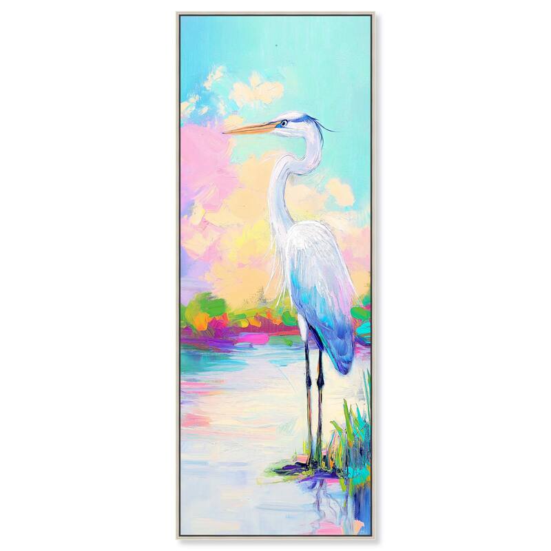 Expressive Egret II Panoramic Canvas by Art Remedy - Silver - 20" x 54"