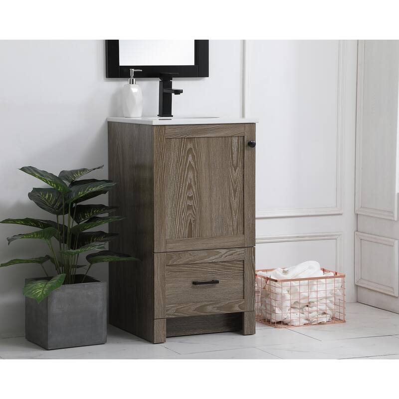 Fresco 18 - 30 Inch Single Bathroom Vanity - 18 Inches - Weathered Oak