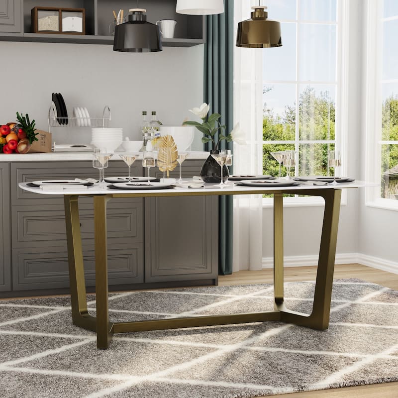 70 inch Dining Table Set with Boucle Dining Chairs