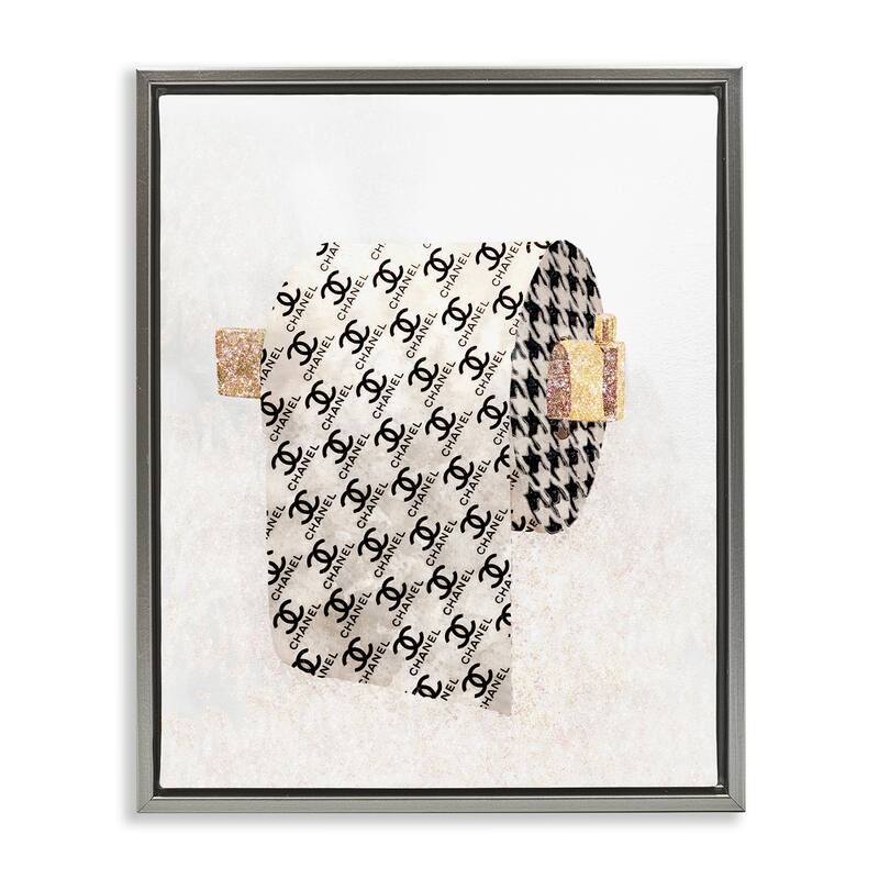 Stupell Fashion Glam Toilet Paper Designer Detailing Floater Frame - Off-White
