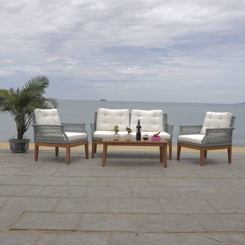 SAFAVIEH Outdoor Living Winslo 4-Piece Patio Set - 57"W x 30"D x 31"H