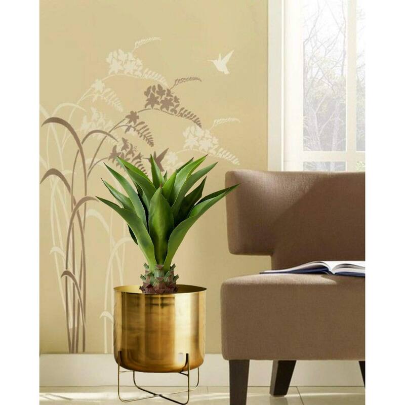 Gold Planter with Detachable Metal Stand, Decorative Indoor Planter Pot, Flower Pots Stand for Living Room, Kitchen, Office