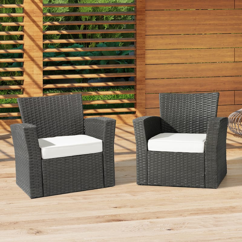 Fading Free All Weather Outdoor Patio Seat Cushions - (Set of 2) - White