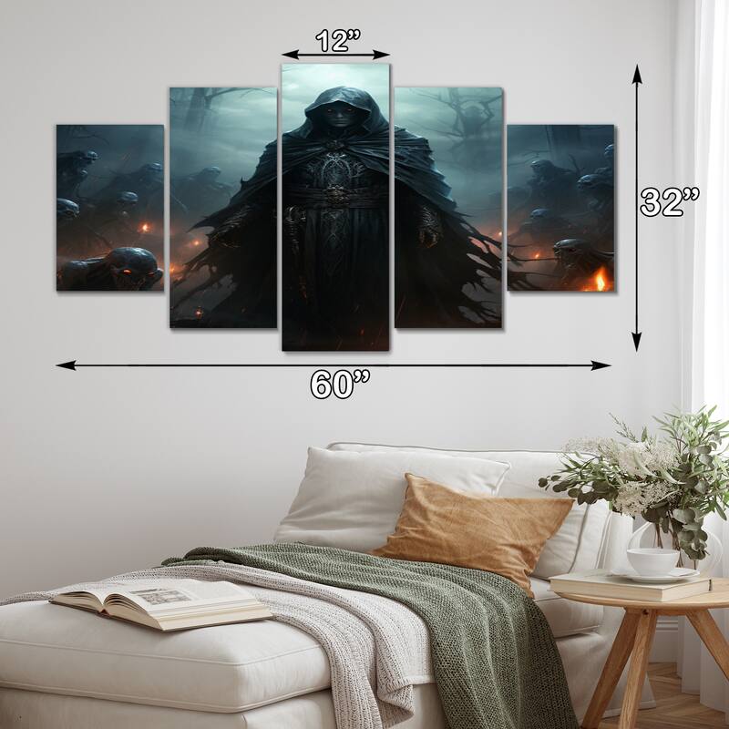 Designart "Wind Turbines Monochrome Coastal Harvest" Landscapes Multipanel Canvas Print set