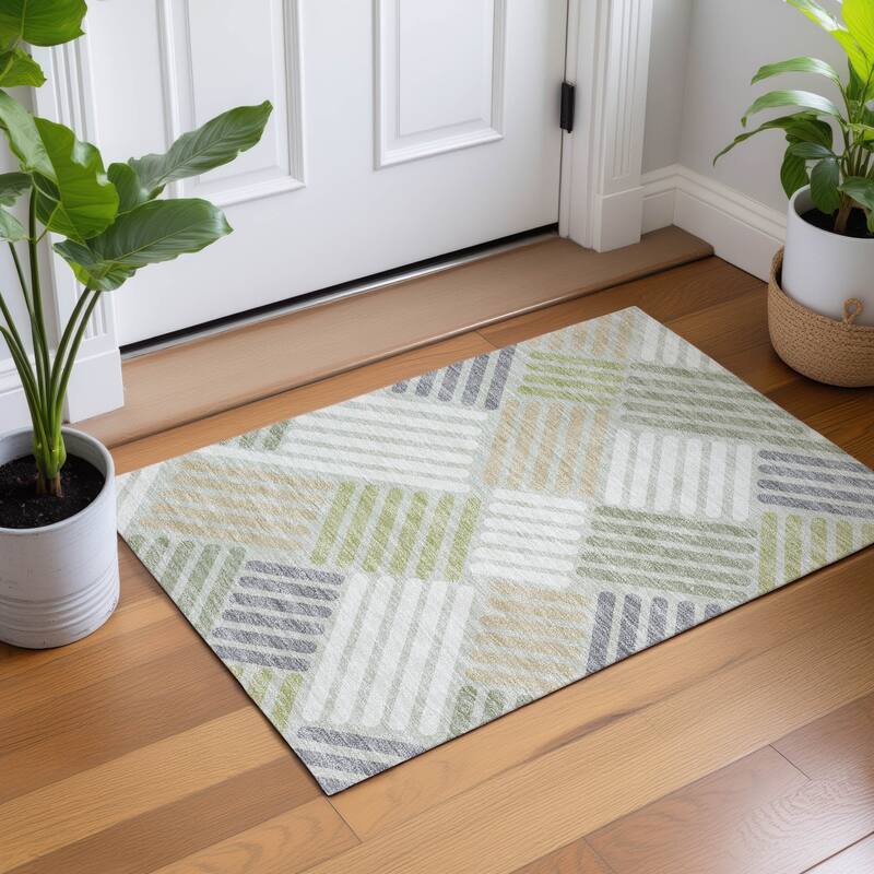 Machine Washable Indoor/ Outdoor Modern Weave Chantille Rug
