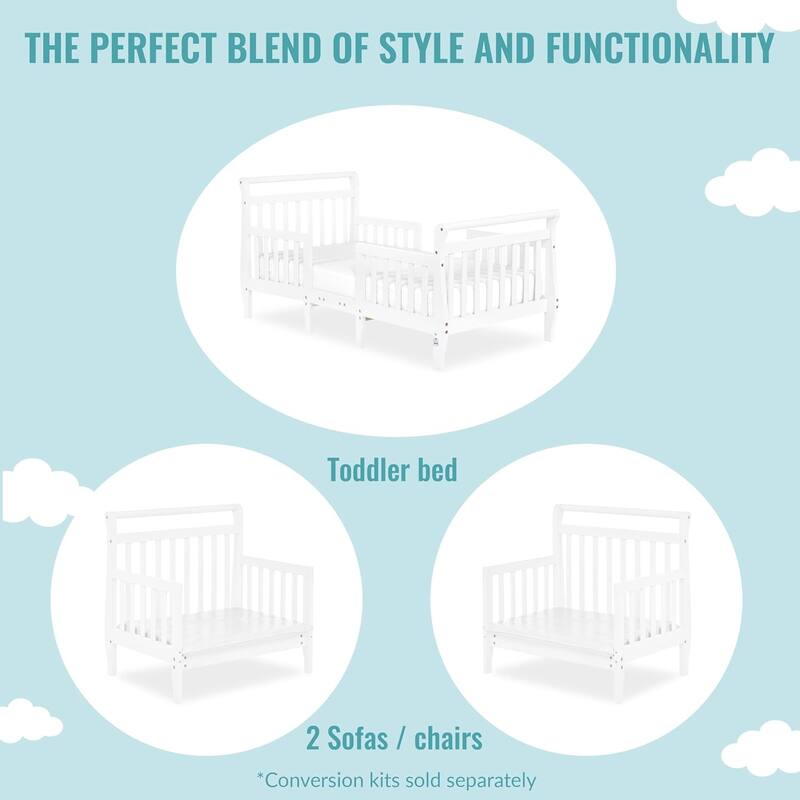 Dream On Me Emma White 3-in-1 Convertible Toddler Bed