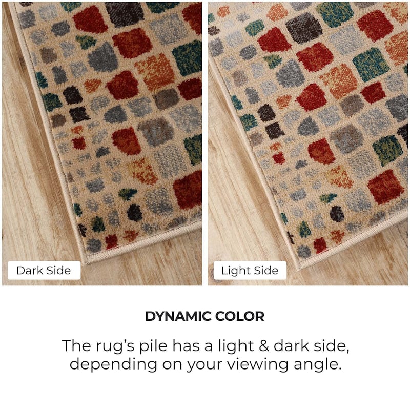 Contemporary Geometric Cobblestone Runner or Area Rug by Superior
