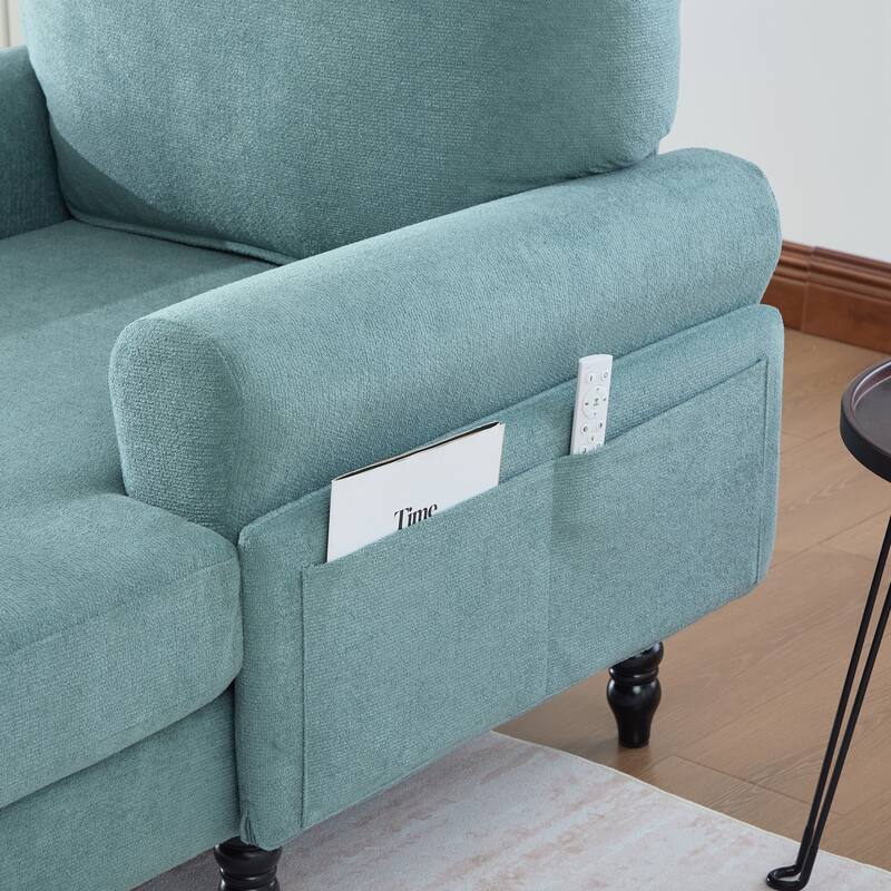 Modern Minimalist Chenille Fabric Chaise Lounge Recliner Single Sofa Living Room Bedroom