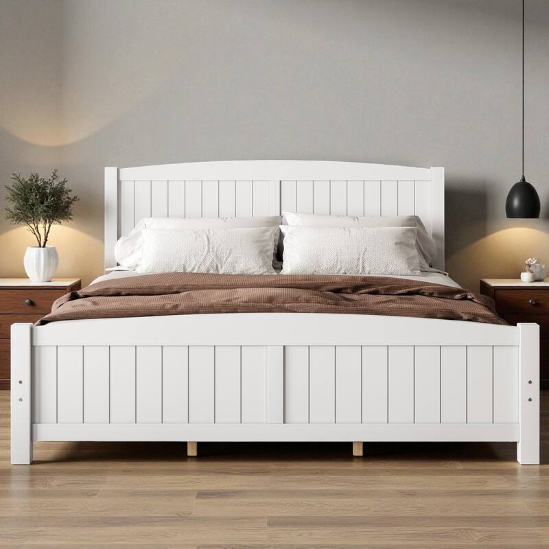 Solid Wood Platform Bed Frame with Support Slats, Strong Structure, No Box Spring Needed Modern Bedroom Furniture