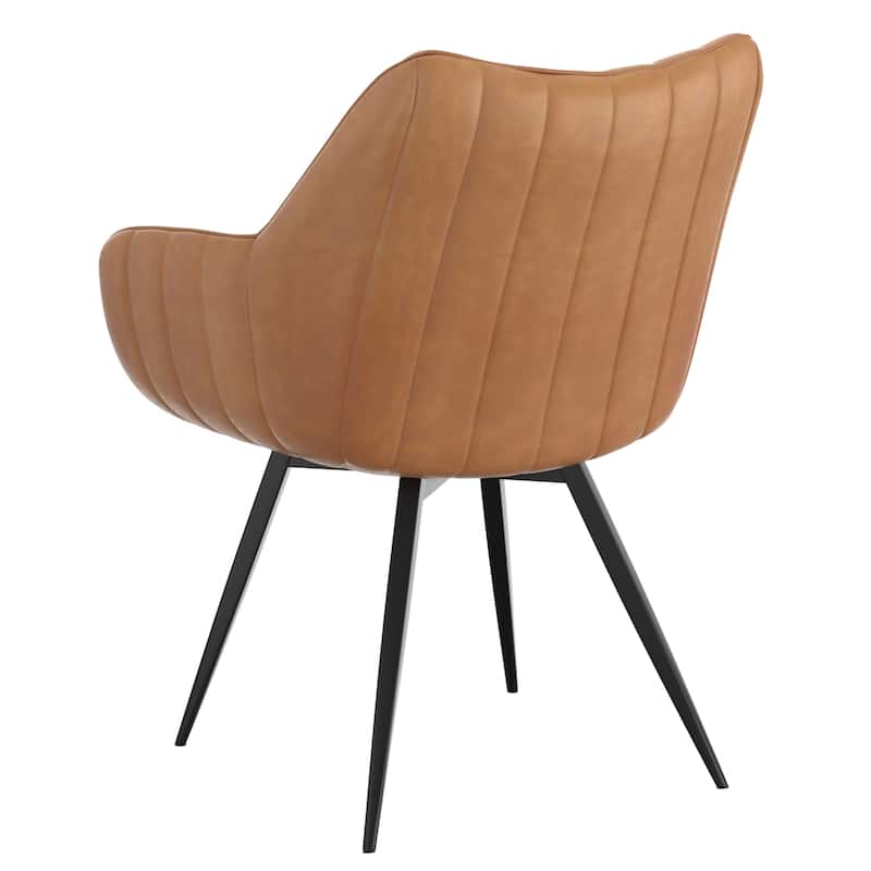 Modern Faux Leather & Metal Swivel Dining & Accent Chair