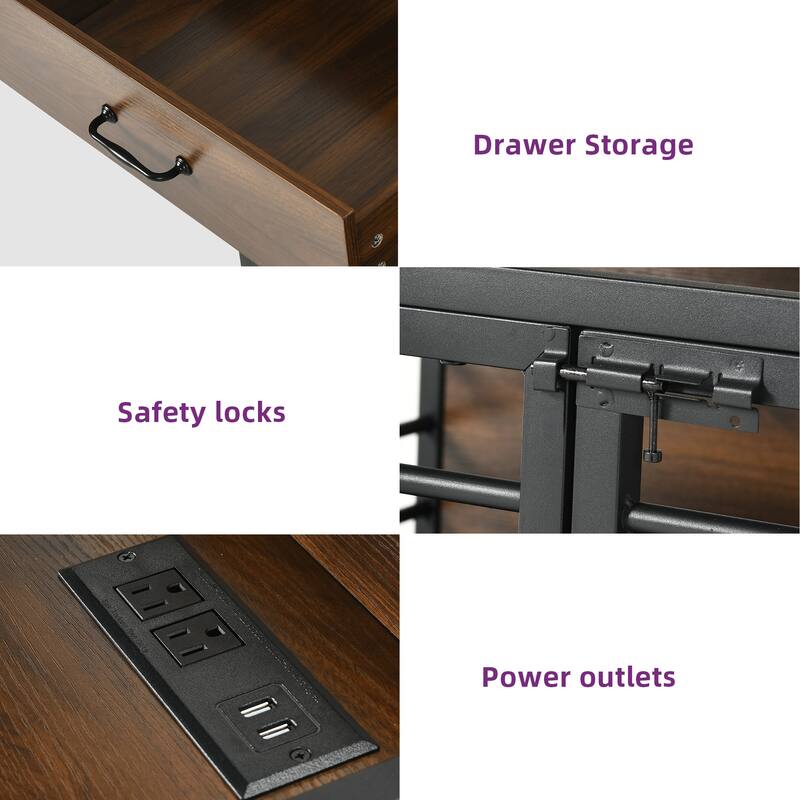 Dog Crate Furniture with Storage Shelves And Charging Station