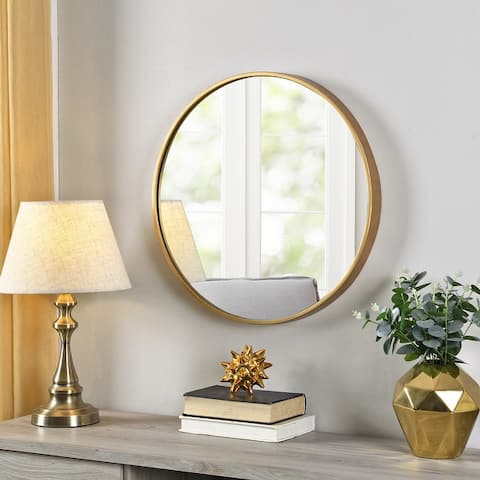 FirsTime & Co. Gold Beckham Round Mirror, American Crafted, Gold, Mirror, 22 x 1.75 x 22 in