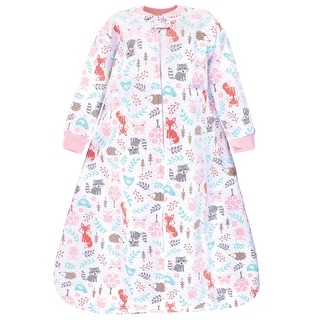 Hudson Baby Infant Girl Premium Quilted Long Sleeve Sleeping Bag and Wearable Blanket, Woodland Fox