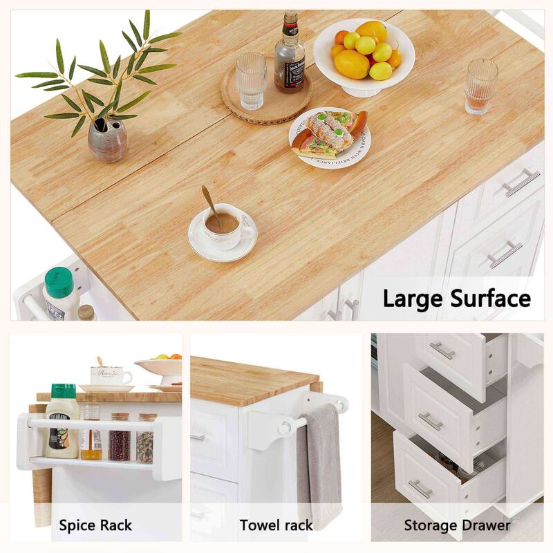 Rolling Kitchen Cart with 3 Drawers, Shelves, and Locking Casters - Multipurpose Bar Cart and Coffee Station