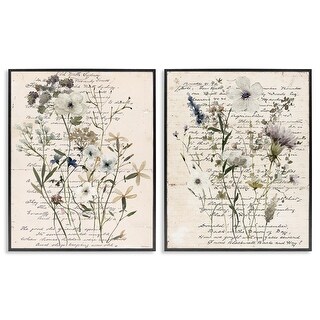 Stupell Vintage Letters with Botanicals Framed Giclee Art Design By ...