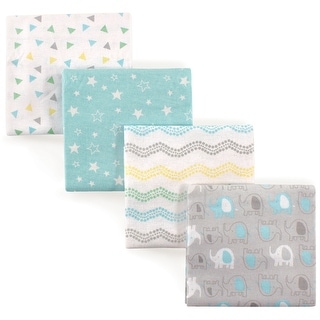 Luvable Friends Baby Cotton Flannel Receiving Blankets, Basic Elephant 4-Pack, One Size - Basic Elephant 4-Pack - One Size