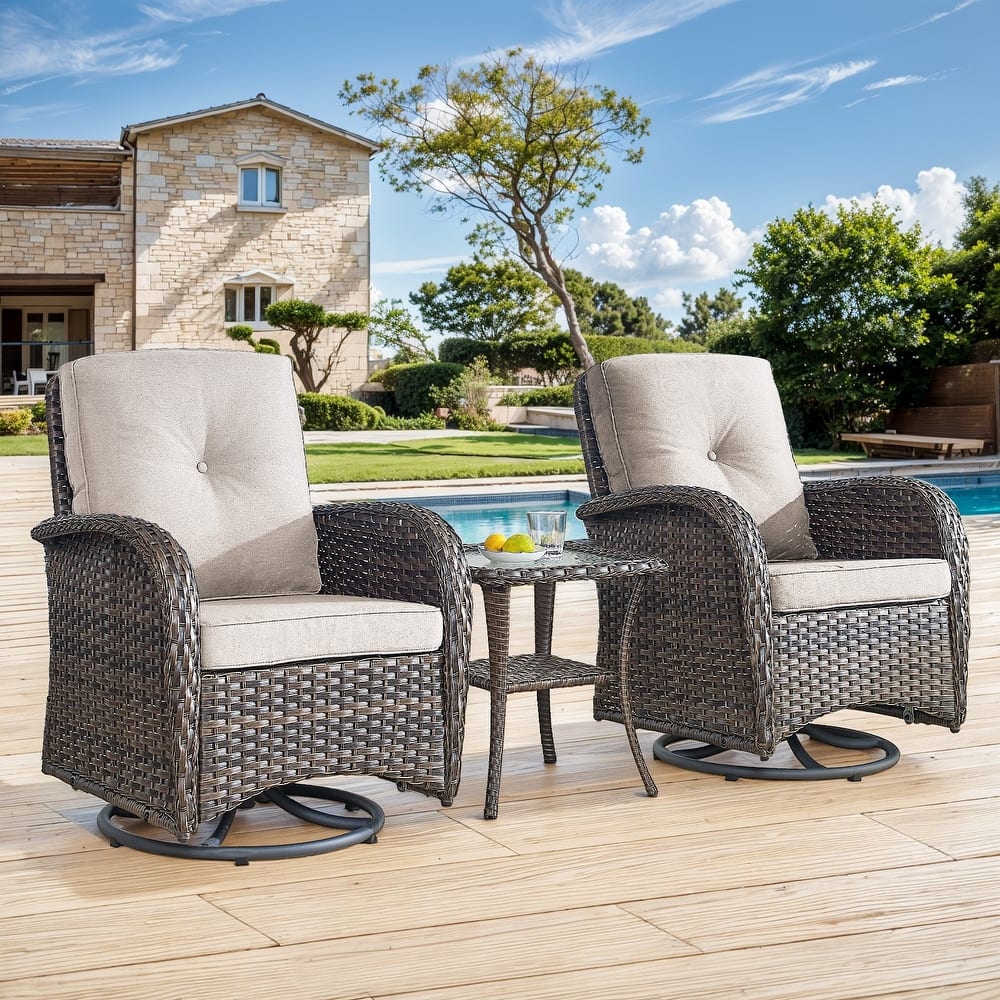 Gymojoy Patio Furniture Set Outdoor Wicker Swivel Glider Chairs Set