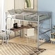 preview thumbnail 2 of 9, Full Size Loft Bed Metal & MDF Frame Guardrail Bed with Built-In Desk and Shelf, No Box Spring Needed