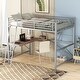 preview thumbnail 12 of 20, Full Size Loft Bed with Desk and Shelf, Sturdy Metal & MDF Frame Silver