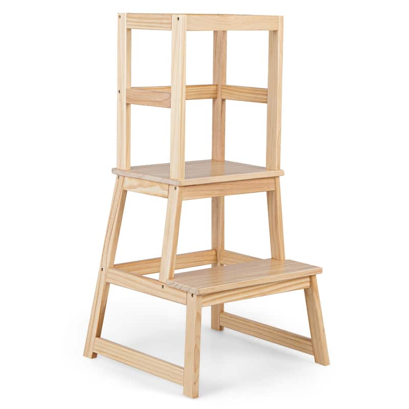 2-in-1 Multifunctional Toddler Step Stool with Safety Rail - 18"L x 18"W x 35.5"H