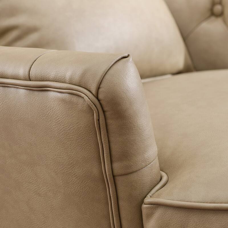 KINWELL Upholstered Tufted Faux Leather Wingback Chair PU Accent Chair