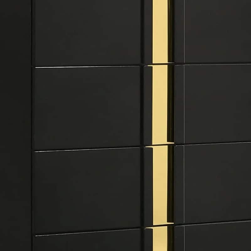 Yoki Tall Dresser Chest, 5 Drawers, Modern Glam Black and Gold