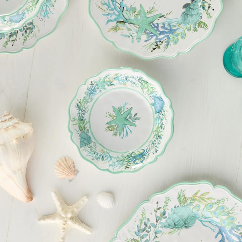 Certified International Sea Glass Melamine 28 oz. All Purpose Bowls, Set of 4 - 8.50"L x 8.50"W x 2.00"H