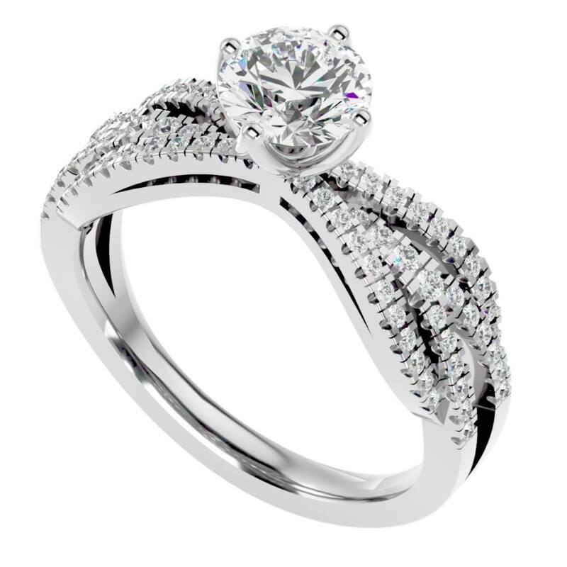 1 1/3Ct Moissanite & Diamond Multi Row Engagement Ring White Yellow Rose Gold