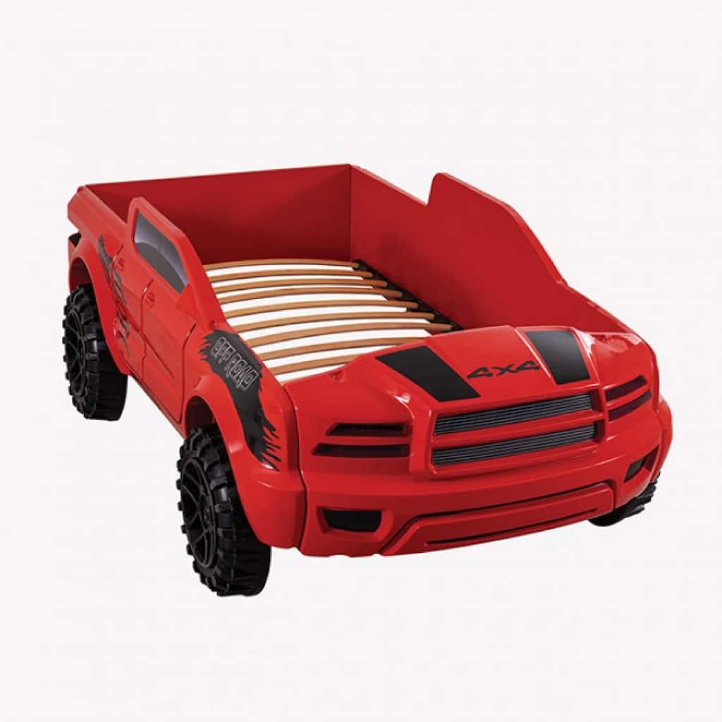 Tonie Truck Twin Bed, Interactive Lights and Sound Effects, Red ABS