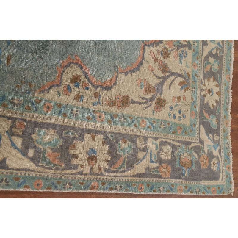 Vintage Over-Dyed Distressed Tabriz Persian Rug Handmade Wool Carpet - 6'4" x 9'9"