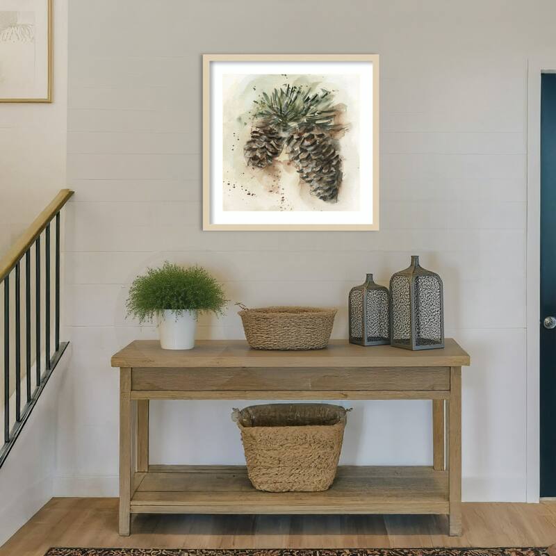 Watercolor Pinecone Study No. 1 by Ethan Harper Wood Framed Wall Art Print