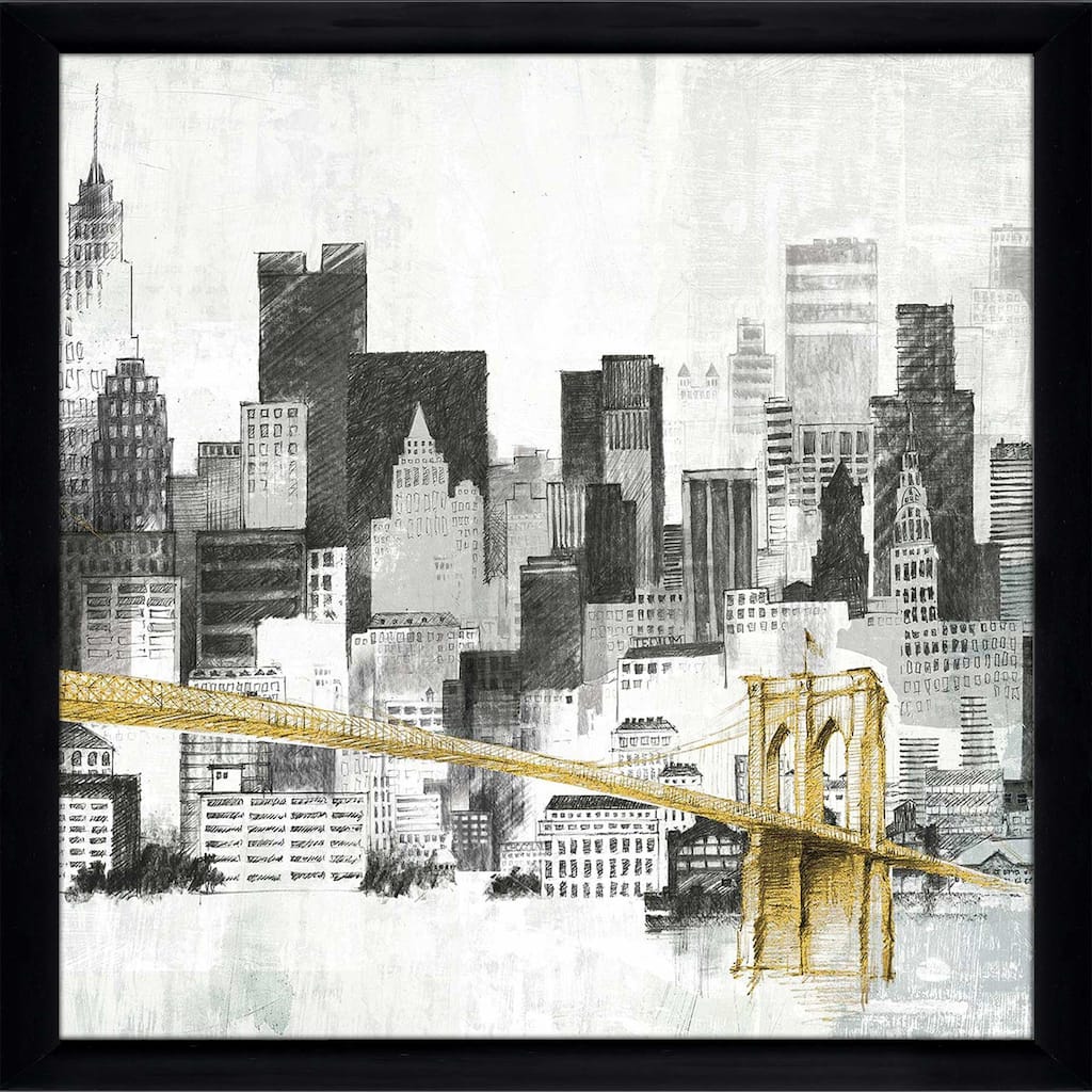 "New York Skyline I Yellow Bridge II" Print on Acrylic