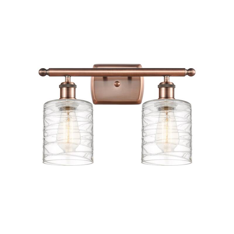 Innovations Lighting 516-2W-9-16 Cobbleskill Vanity Cobbleskill 2 - Antique Copper / Deco Swirl
