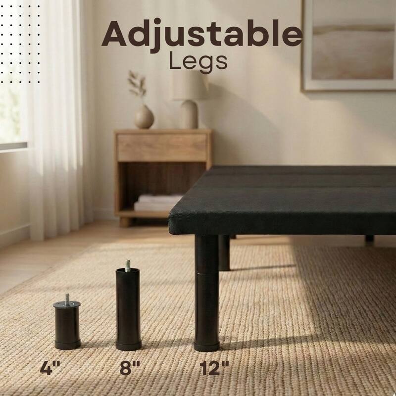 ZenBase Black Upholstered Platform Bed Frame