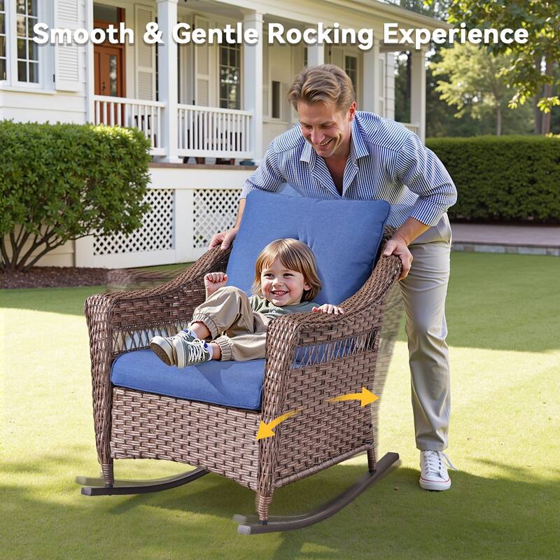 Pocassy Outdoor Wicker Rocking Chairs Sets of 2