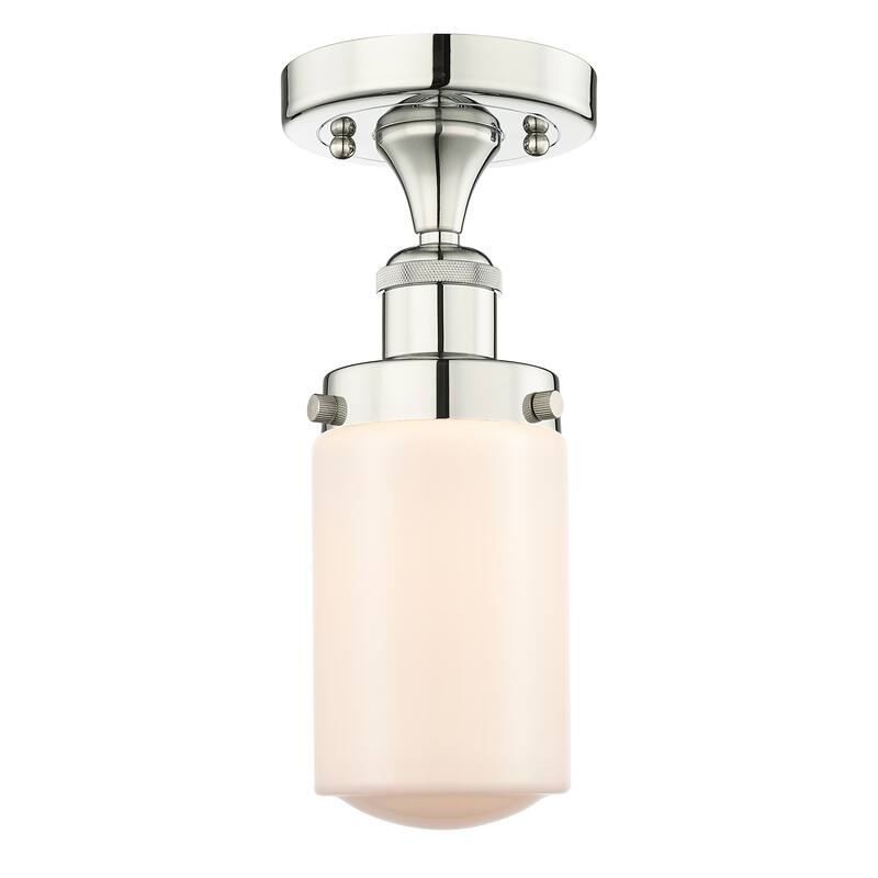 Innovations Lighting Edison Dover - 1 Light 7" Semi-Flush Mount - Polished Nickel/Matte White