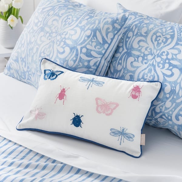 slide 6 of 6, Martha Stewart Ellie Bugs and Butterflies Dec Pillow Cover Medium-Soft - Standard - Single - Mid Loft