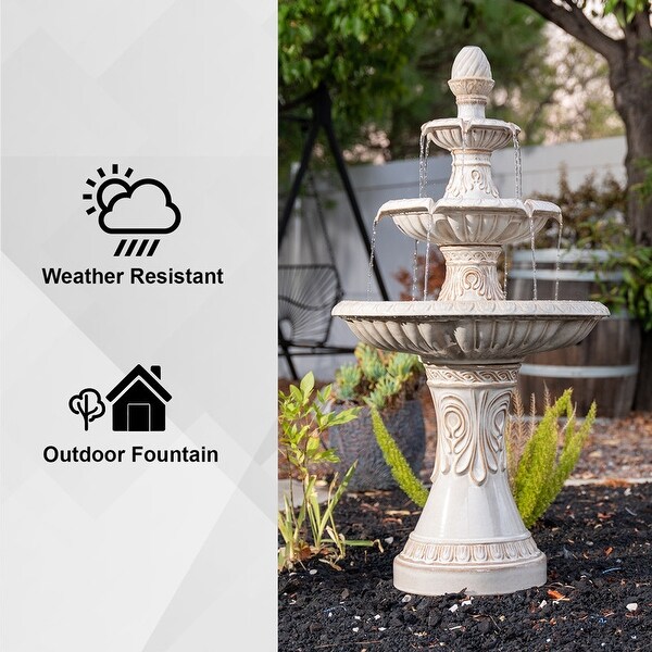 XBrand 47 in H Freestanding Garden 3-Tiered Outdoor Waterfall